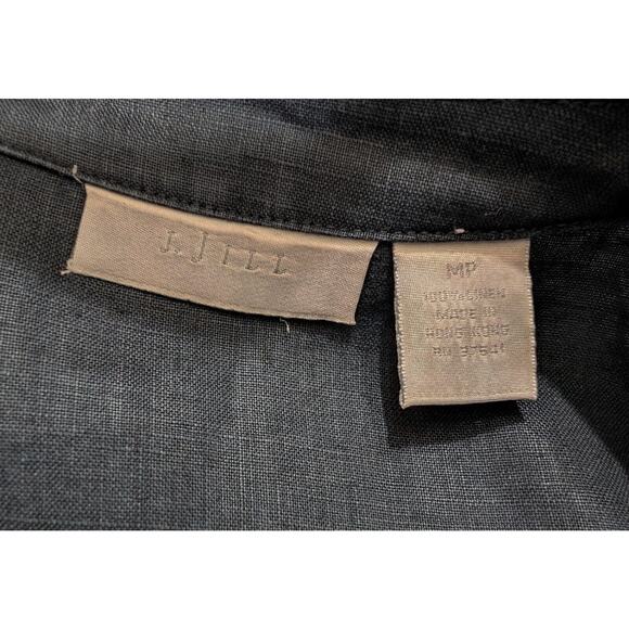 Vintage 90s J.Jill Tunic Top Jacket Black Linen Size Petite Medium PM MP Flaw - Picture 6 of 8